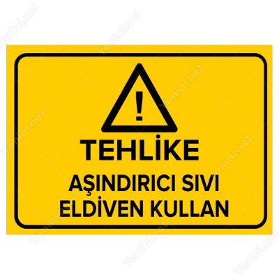 Tehlike Aşındırıcı Sıvı Eldiven Kullan Levhası