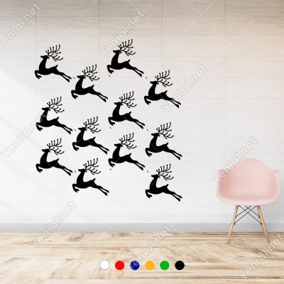 16 Adet Boynuzlu Sevimli Ren Geyiği Yılbaşı Süslemeleri 108x110cm