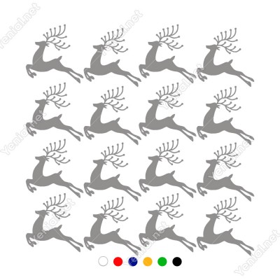 16 Adet Boynuzlu Sevimli Ren Geyiği Yılbaşı Süslemeleri 108x110cm
