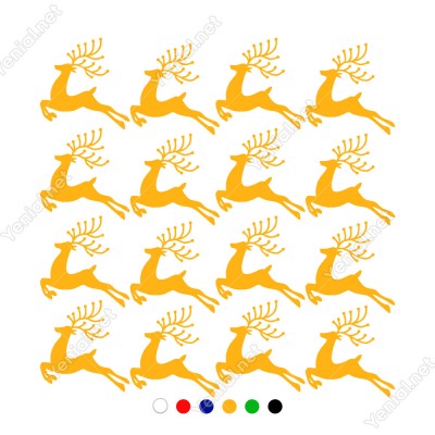 16 Adet Boynuzlu Sevimli Ren Geyiği Yılbaşı Süslemeleri 108x110cm