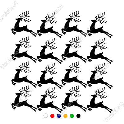 16 Adet Boynuzlu Sevimli Ren Geyiği Yılbaşı Süslemeleri 108x110cm