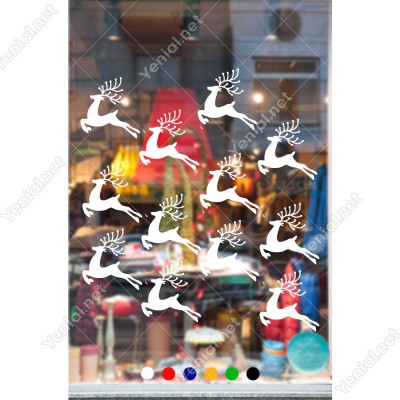 16 Adet Boynuzlu Sevimli Ren Geyiği Yılbaşı Süslemeleri 108x110cm