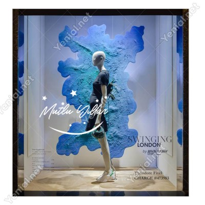 Mutlu Yıllar Yazısı ve Gülücük İşareti Simgesi Yılbaşı Cam Vitrin Mağaza Süslemeleri Ev Vitrin Yılbaşı Stickerı