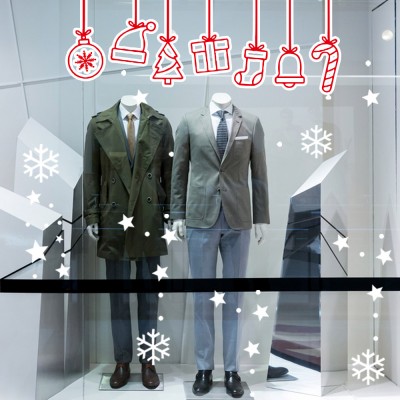 Salınan Sevimli Detaylar Kar Taneleri ve Yapraklar Yılbaşı Vitrin Stickerları 70x70cm Ev Vitrin Yılbaşı Stickerı