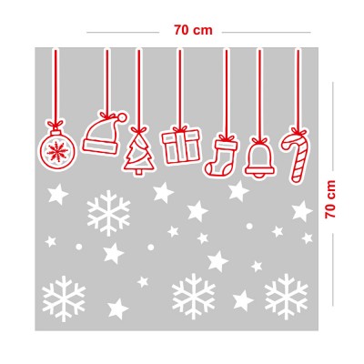 Salınan Sevimli Detaylar Kar Taneleri ve Yapraklar Yılbaşı Vitrin Stickerları 70x70cm Ev Vitrin Yılbaşı Stickerı
