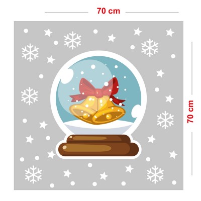 Sevimli Sihirli Ziller Kar Taneleri ve Yılbaşı Vitrin Stickerları 70x70cm Ev Vitrin Yılbaşı Stickerı
