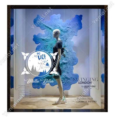 Silindir İçinde Geyik ve Ho ho Ho Mutlu Yıllar Yazısı Yılbaşı Süslemeleri Ev Vitrin Yılbaşı Stickerı