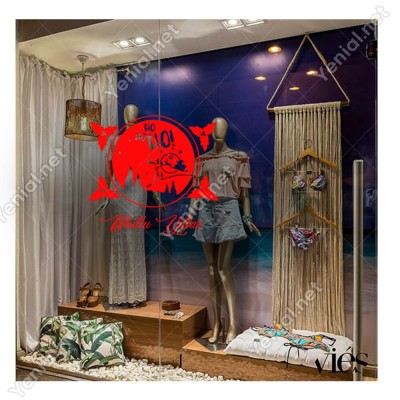 Silindir İçinde Geyik ve Ho ho Ho Mutlu Yıllar Yazısı Yılbaşı Süslemeleri Ev Vitrin Yılbaşı Stickerı