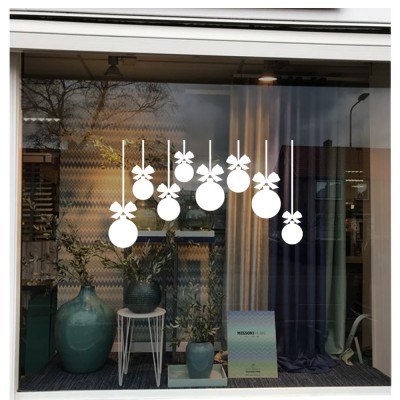 Yılbaşı Süslemesi Süs Balonları Duvar Stickerı