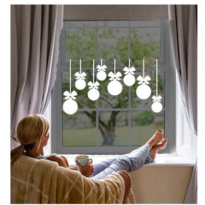 Yılbaşı Süslemesi Süs Balonları Duvar Stickerı