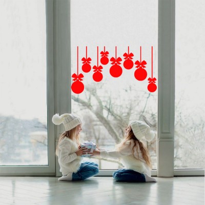 Yılbaşı Süslemesi Süs Balonları Duvar Stickerı