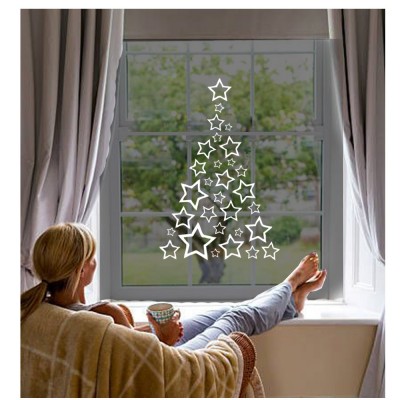 Yıldızlar İle Oluşturulmuş Yılbaşı Ağacı Süslemesi 76x115Cm