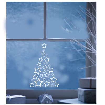 Yıldızlar İle Oluşturulmuş Yılbaşı Ağacı Süslemesi 76x115Cm