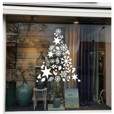 Yılbaşı Ağacı Sticker Çıkartma Süsleme 92x115Cm