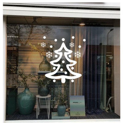 Oval Süslemeli Yılbaşı Ağacı Sticker Çıkartma