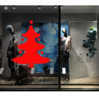 Çizim Yılbaşı Ağacı Sticker Çıkartma Süslemesi