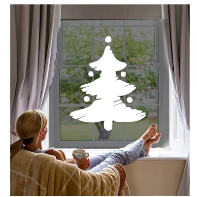 Çizim Yılbaşı Ağacı Sticker Çıkartma Süslemesi