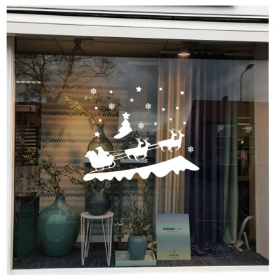 Yılbaşı Noel Baba Ve Geyikleri Sticker Çıkartma