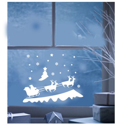 Yılbaşı Noel Baba Ve Geyikleri Sticker Çıkartma