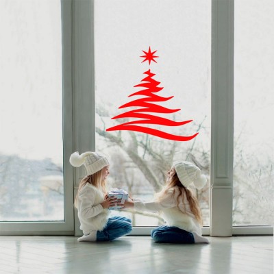 Yılbaşı Süslemeleri Zigzak Çam Ağacı Sticker Çıkartma