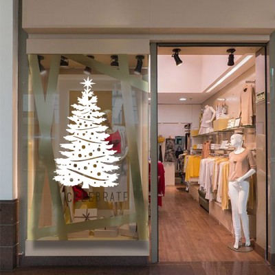 Yılbaşı Süslemeleri Kozalaklı Süslü Ağacı Sticker Çıkartma