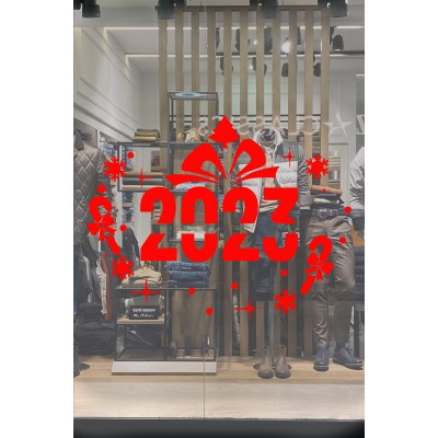 Yılbaşı Süslemeleri Yıldızlı Kar taneli 2023 Çıkartma