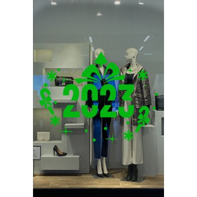 Yılbaşı Süslemeleri Yıldızlı Kar taneli 2023 Çıkartma