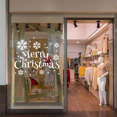 Yılbaşı Süslemeleri Çam Ağacı Kar Taneleri Vitrin Cam Dükkan Çıkartması 76x115 cm