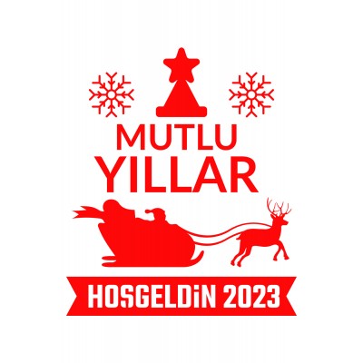 Yılbaşı Süslemeleri Mutlu Yıllar Geyikli Hoşgeldin 2023 Sticker