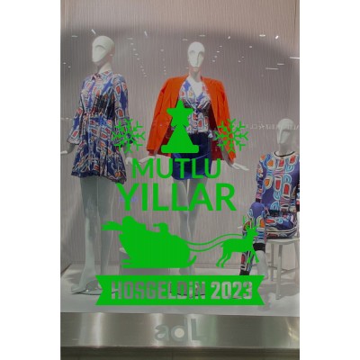 Yılbaşı Süslemeleri Mutlu Yıllar Geyikli Hoşgeldin 2023 Sticker