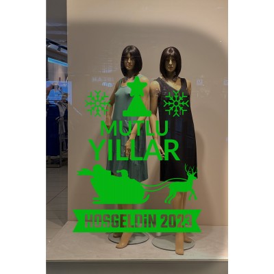 Yılbaşı Süslemeleri Mutlu Yıllar Geyikli Hoşgeldin 2023 Sticker