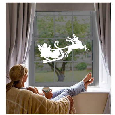 Yılbaşı Cam Süslemeleri Noel Baba Ve Geyik Sticker Yapıştırma