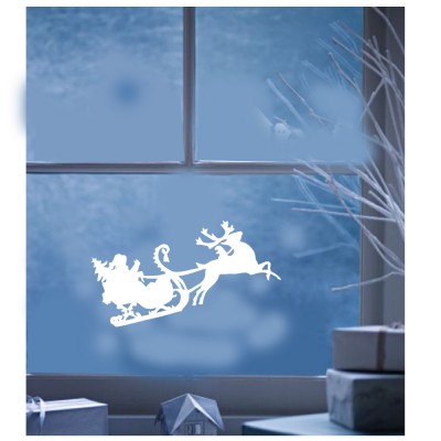 Yılbaşı Cam Süslemeleri Noel Baba Ve Geyik Sticker Yapıştırma