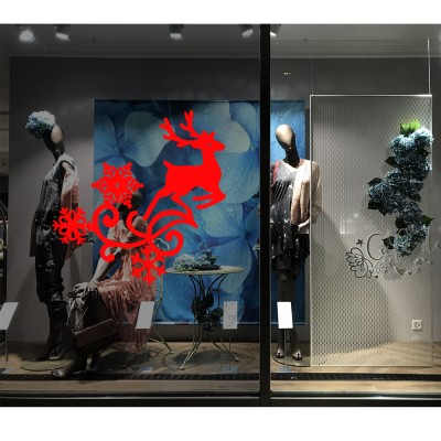 Yılbaşı Süslemesi Geyik Kar Tanesi Desenli Sticker Yapıştırma