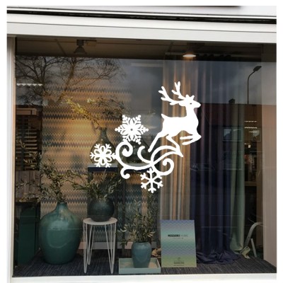 Yılbaşı Süslemesi Geyik Kar Tanesi Desenli Sticker Yapıştırma