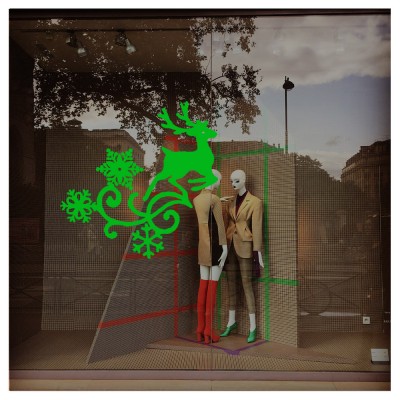 Yılbaşı Süslemesi Geyik Kar Tanesi Desenli Sticker Yapıştırma