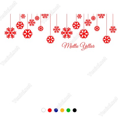Yukarıdan Salınan Kar Taneleri Yılbaşı Vitrini 115x38cm Ev Vitrin Yılbaşı Stickerı