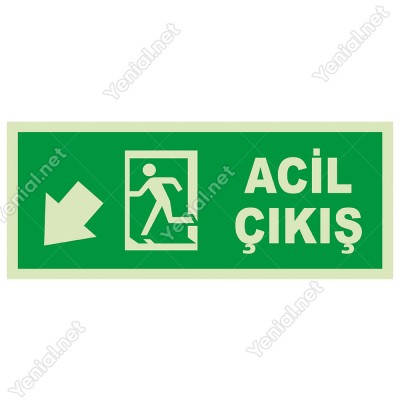 Acil Çıkış Sol Aşağı Ok Lümen Folyo Levhası