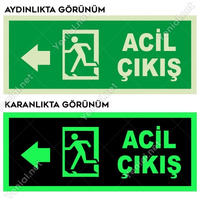 Acil Çıkış Sol Ok Lümen Folyo Levhası