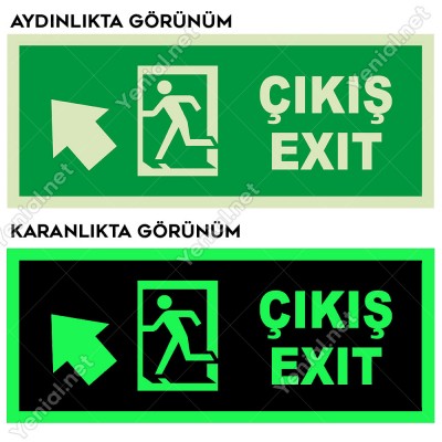 Çıkış Exit Sol Üst Ok Lümen Folyo Levhası