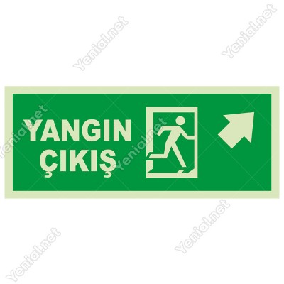 Yangın Çıkışı Sağ Üst Ok Lümen Folyo Levhası