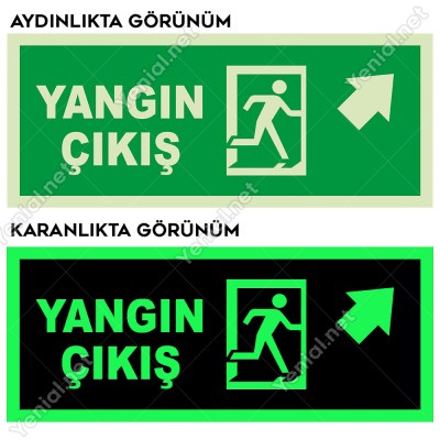 Yangın Çıkışı Sağ Üst Ok Lümen Folyo Levhası