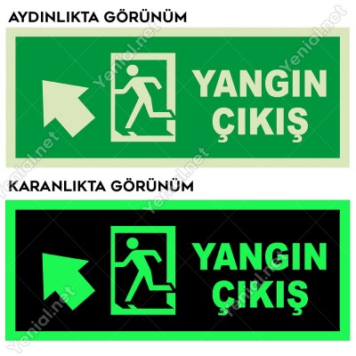 Yangın Çıkışı Sol Üst Ok Lümen Folyo Levhası