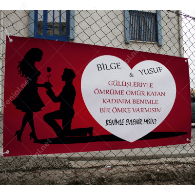 Benimle Evlenirmisin Büyük Kalpli Branda Afisi
