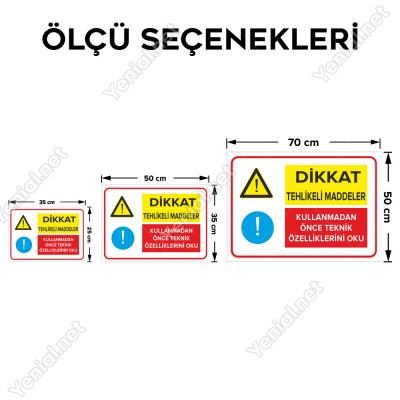 Dikkat Tehlikeli Maddeleri Kullanmadan Önce Özelliklerini Oku Levhası