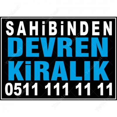 Sahibinden Devren Kiralık Branda Afişi(Siyah Mavi Renk)