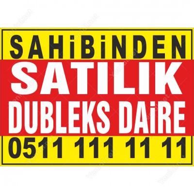 Sahibinden Satılık Dubleks Daire Branda Afişi (Sarı Mavi Renk)