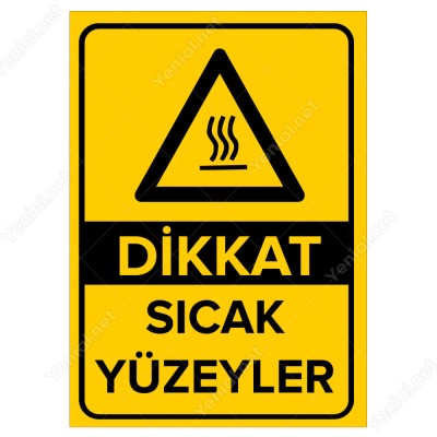 Dikkat Sıcak Yüzeyler Levhası