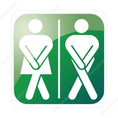 Bay Bayan Wc Yeşil Üzeri Beyaz Çizgili Şekilli Yönlendirme Levhası