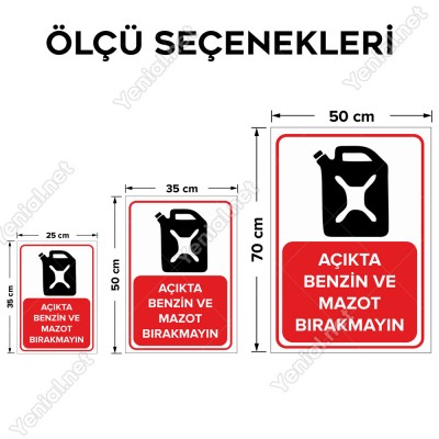 Açıkta Benzin Ve Mazot Bırakmayın Levhası